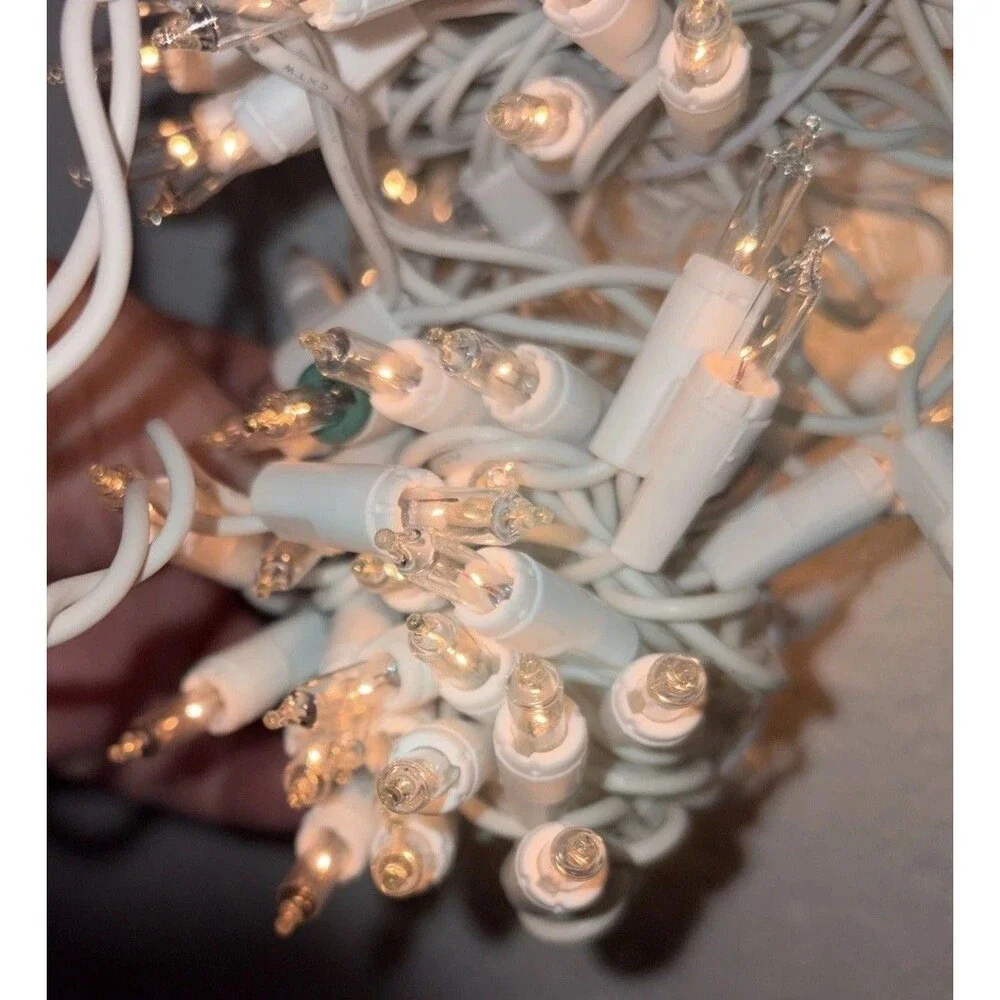 GE 100 Clear Incandescent Mini Christmas Lights White Wire 20.6’ ConstantOn
